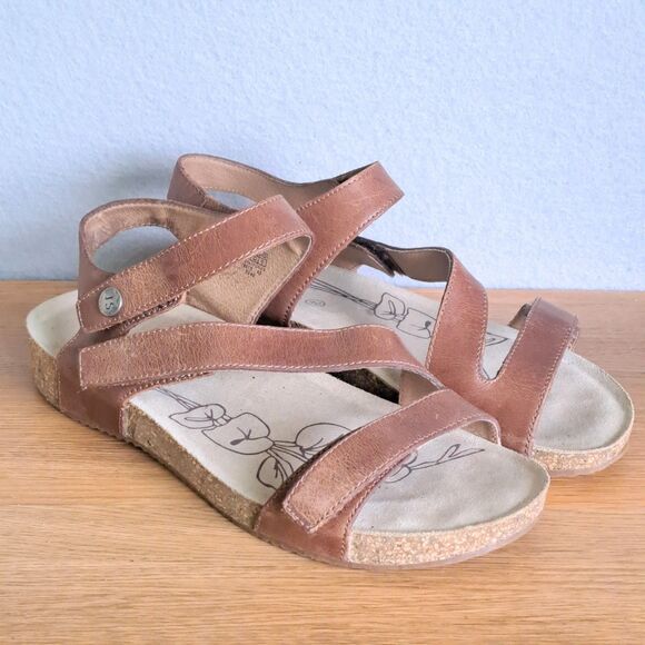 Josef Seibel Sandals Women’s Size 9 EU 40 Tonga 25 Fisherman Camel Brown Leather - Picture 1 of 11